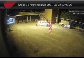 Vista notturna IR, area magazzino posteriore con rilevamento